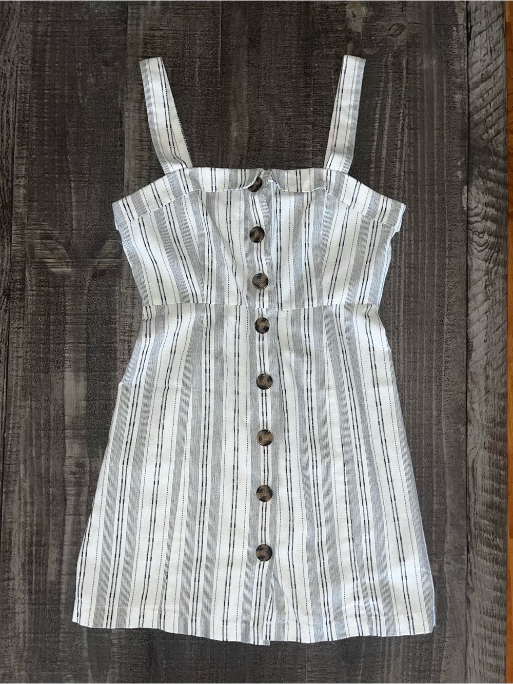 Forever 21 White Striped Button-Front Mini Dress